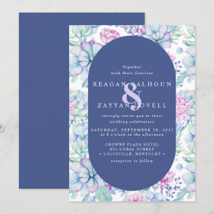 Convite Casamento Moderno de Cactus Botânico Suculento Flo