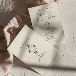 Convite Casamento Moderno de Cactus Desenhado na Mão Ocide