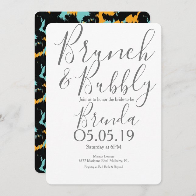 Convite Casamento Moderno de Cheetah Impressão Pattern Col (Frente/Verso)