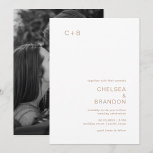 Convite Casamento Moderno de Chelsea Taupe