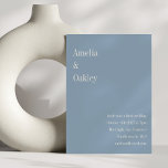 Convite Casamento Moderno de Chic Azul Elegante Minimalist<br><div class="desc">Convite para Casamento Moderno de Chic Azul Elegante Minimalista</div>