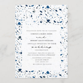Convite Casamento Moderno de Cobalt Stone Terrazzo
