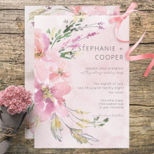 Casamento Moderno de Cor de Água Floral Rosa Escam