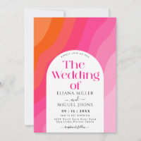 Casamento moderno de cor rosa e aquarela laranja