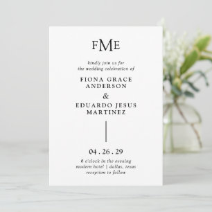 Convite Casamento Moderno de Fiona Black and White Bold Mo
