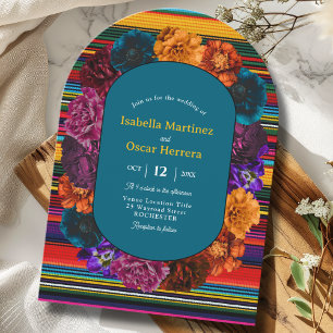 Convite Casamento moderno de flores mexicanas
