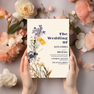 Convite Casamento Moderno de Flores Selvagens
