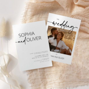 Convite Casamento Moderno de Foto Branca e Preta