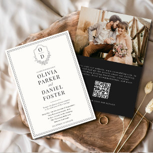 Convite Casamento Moderno de Foto em Preto e Branco do Cód