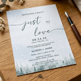 Convite Casamento Moderno de Inverno na Floresta