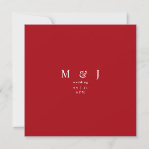 Convite Casamento Moderno de Inverno Vermelho Quadrado Sim