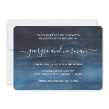 Casamento Moderno de marinho Azul-Aquarela