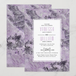Convite Casamento moderno de mármore roxo Ametist