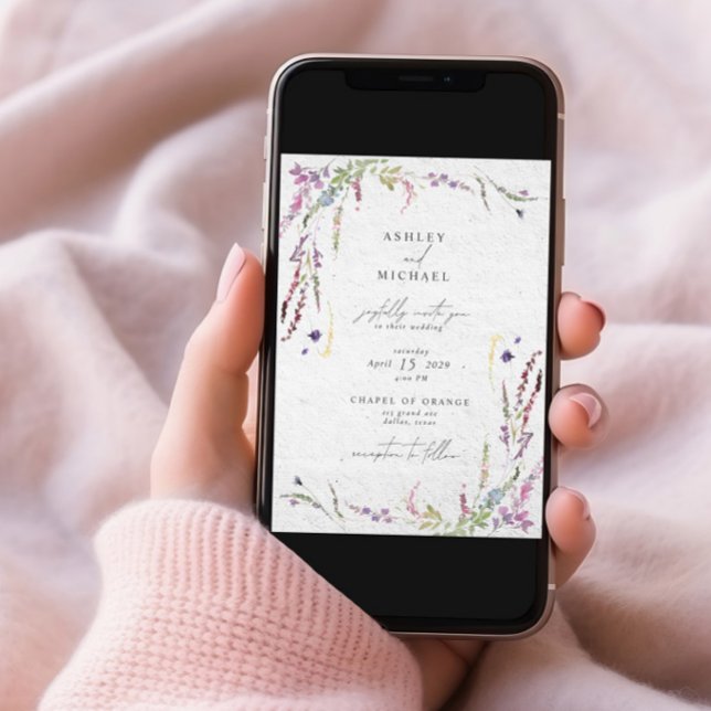 Convite Casamento Moderno de Molercola Selvagem de Flores  (Criador carregado)