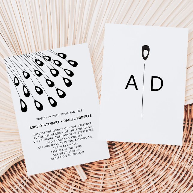 Convite Casamento Moderno de Penas Peacock Estilizadas (Criador carregado)