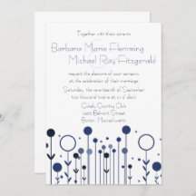 Casamento Moderno de Ponto Floral Azul Simples