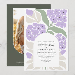 Convite Casamento Moderno de Primavera Floral Abstrata Mus