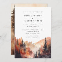 Casamento Moderno de Queda de Aquarela em Montanha