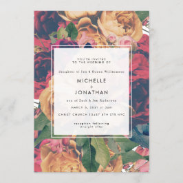 Convite Casamento Moderno de Rosas Boho Personalizáveis