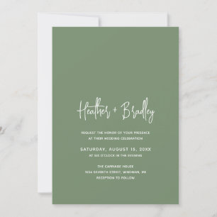 Convite Casamento Moderno de Sage Verde Minimalista
