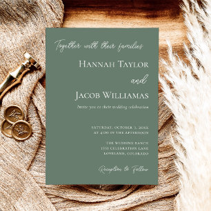 Convite Casamento Moderno de Sage Verde Minimalista