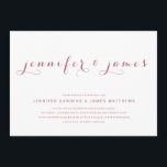 Convite Casamento Moderno de Script Elegante Simples e ros<br><div class="desc">Para casais que querem um simples e elegante design de convite para casamento. Elke Clarke © A design apresenta os nomes da noiva e noiva em uma letra elegante. Mostrado em rosa dourado e branco, mas pode ser personalizado para suas cores de casamento para o texto e fundo. Adicione qualquer...</div>