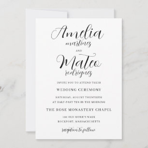 Convite Casamento Moderno de Script Minimalista Elegante