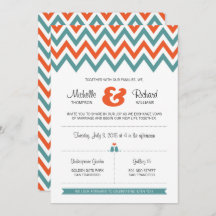 Casamento Moderno de Teal & Orange Chevron & Loveb