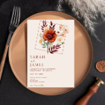 Convite Casamento Moderno de Watercolor Terracotta Wildflo<br><div class="desc">convite de casamento clássico de botânica floral floral, com caligrafia simples. Este convite de casamento, elegante e moderno, único e queimado, de flores laranja... apresenta um modelo design de uma laranja queimada e tons de terra elegantes e modernos flores silvestres e caem folhas de eucalipto. e este convite de casamento...</div>