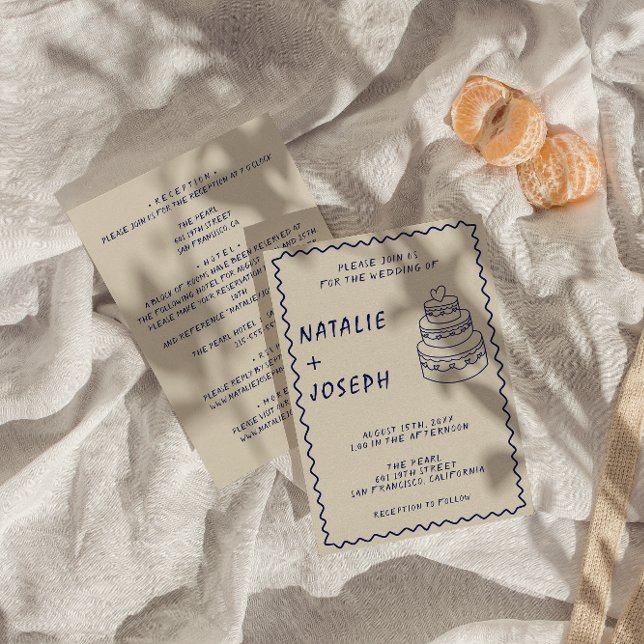 Convite Casamento Moderno Do Bolo De Letra De Faculdade Du (Criador carregado)