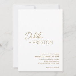 Convite Casamento Moderno do Código QR Dourado mínimo