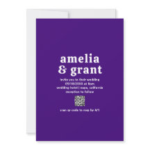 Casamento Moderno do Código QR Roxo de Fonte Retro