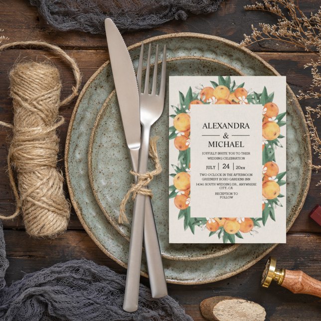 Convite Casamento Moderno do Flor Laranja Laranja Laranja (Criador carregado)