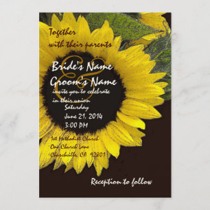 Convite Casamento moderno do girassol amarelo brilhante