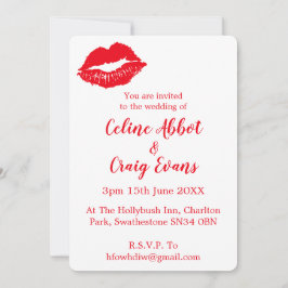 Convite Casamento Moderno dos Lábios Vermelhos