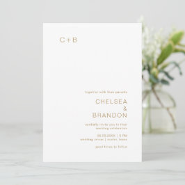 Convite Casamento Moderno Dourado Chelsea