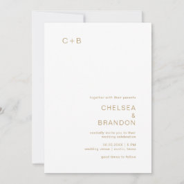 Convite Casamento Moderno Dourado Chelsea