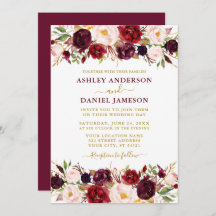 Casamento Moderno Dourado Floral de Watercolor Bur