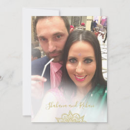 Convite Casamento Moderno Dourado Vermelho com a Sobreposi