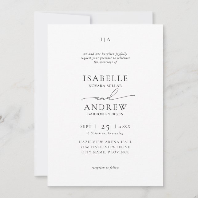Convite Casamento Moderno e Elegante (Frente)