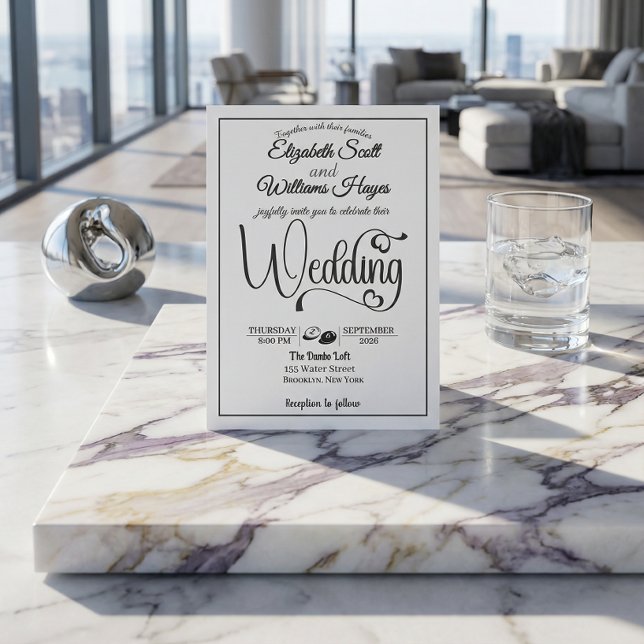 Convite Casamento Moderno e Elegante com Código QR e Foto (Criador carregado)
