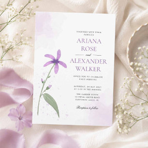 Convite Casamento Moderno e Elegante com Florais em Aquare