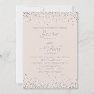 Convite Casamento Moderno e Elegante com Rosa e Brilho Pra