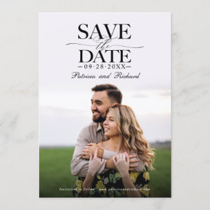 Convite Casamento Moderno e Elegante Foto de Salvar a Data