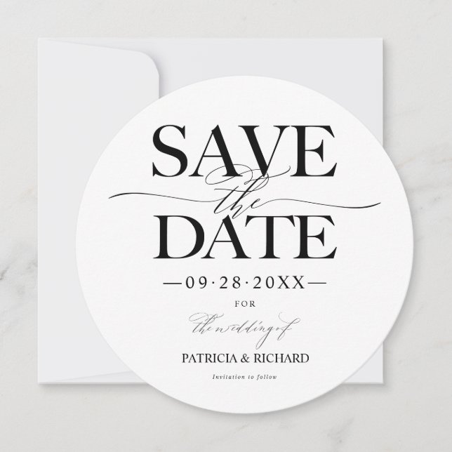 Convite Casamento Moderno e Elegante Salvar a Data Sem Fot (Frente)