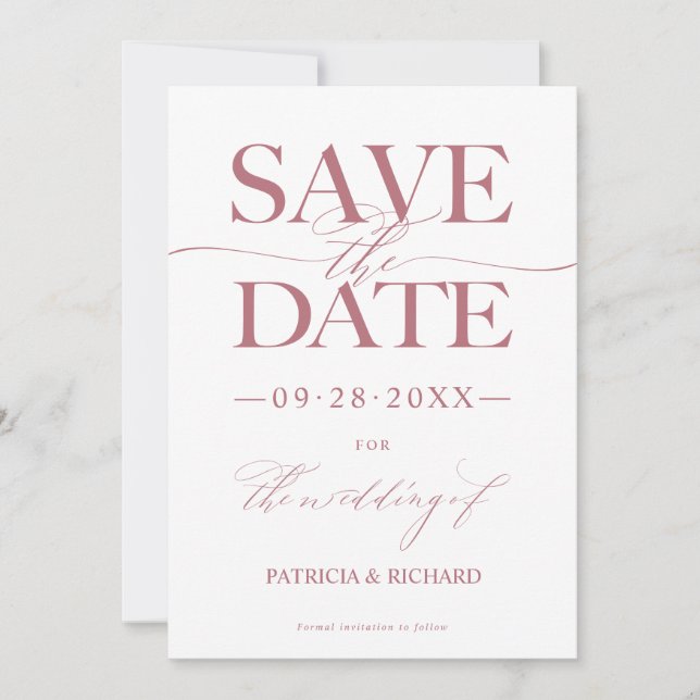 Convite Casamento Moderno e Elegante Save The Date Sem Fot (Frente)