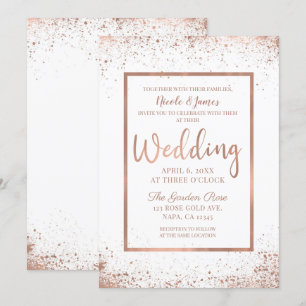 Convite Casamento Moderno e Glamouroso em Rosa Dourado
