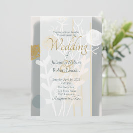 Convite Casamento moderno e minimalista de ouro e cinza