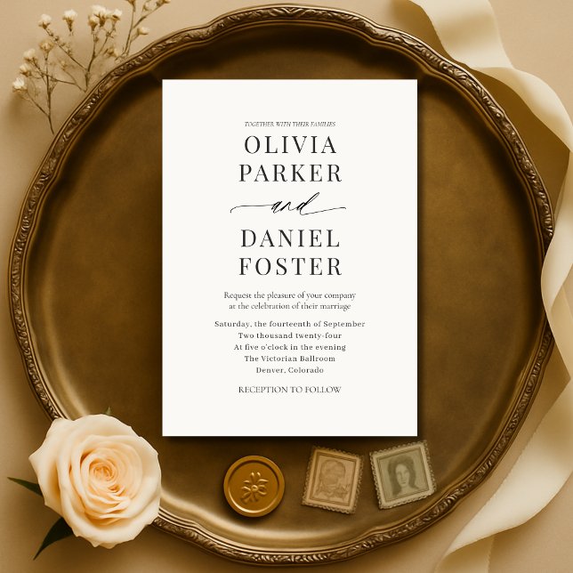 Convite Casamento Moderno e Minimalista Elegante (Criador carregado)