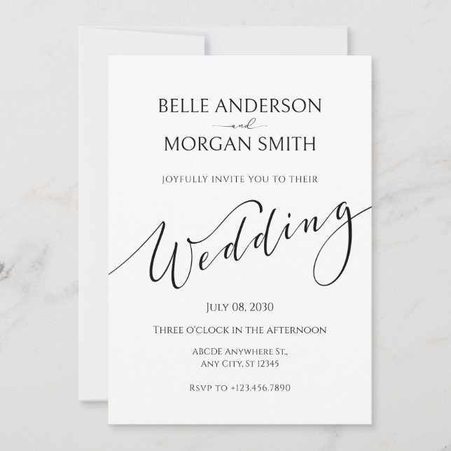 Convite Casamento moderno e minimalista simples (Frente)